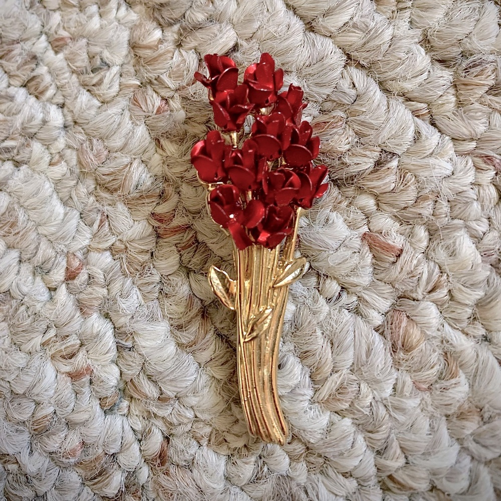 Red Rose Brooch Pin